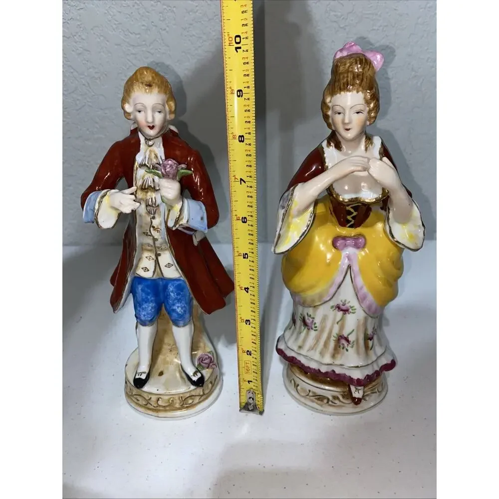 VTG Made In Occupied Japan Victorian Couple Courting Figurine Set Porcelain 10”